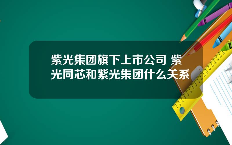 紫光集团旗下上市公司 紫光同芯和紫光集团什么关系